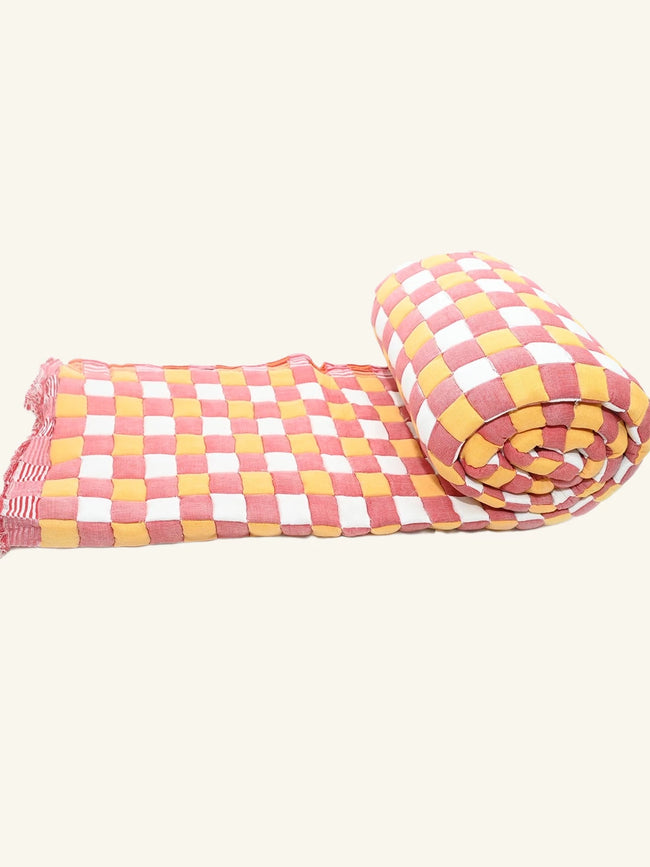 MULTI CHECK DESIGN - Sujni Quilt Hot Color Hover Image