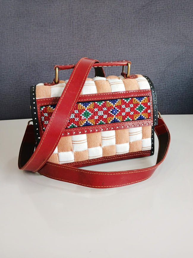 Sandook - A Sujni Sandook bag with leather and embroidery work Main Image