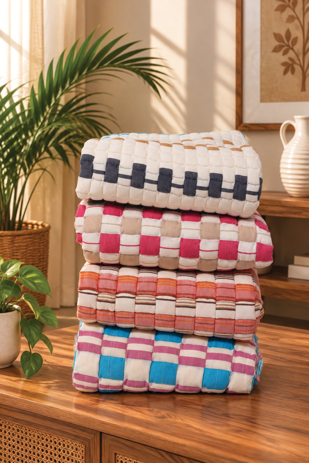 Pink Sandstone Heritage Sujni Quilt